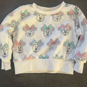 Disney Minnie Mouse Patterned Sweatshirt - White, Pink, Green